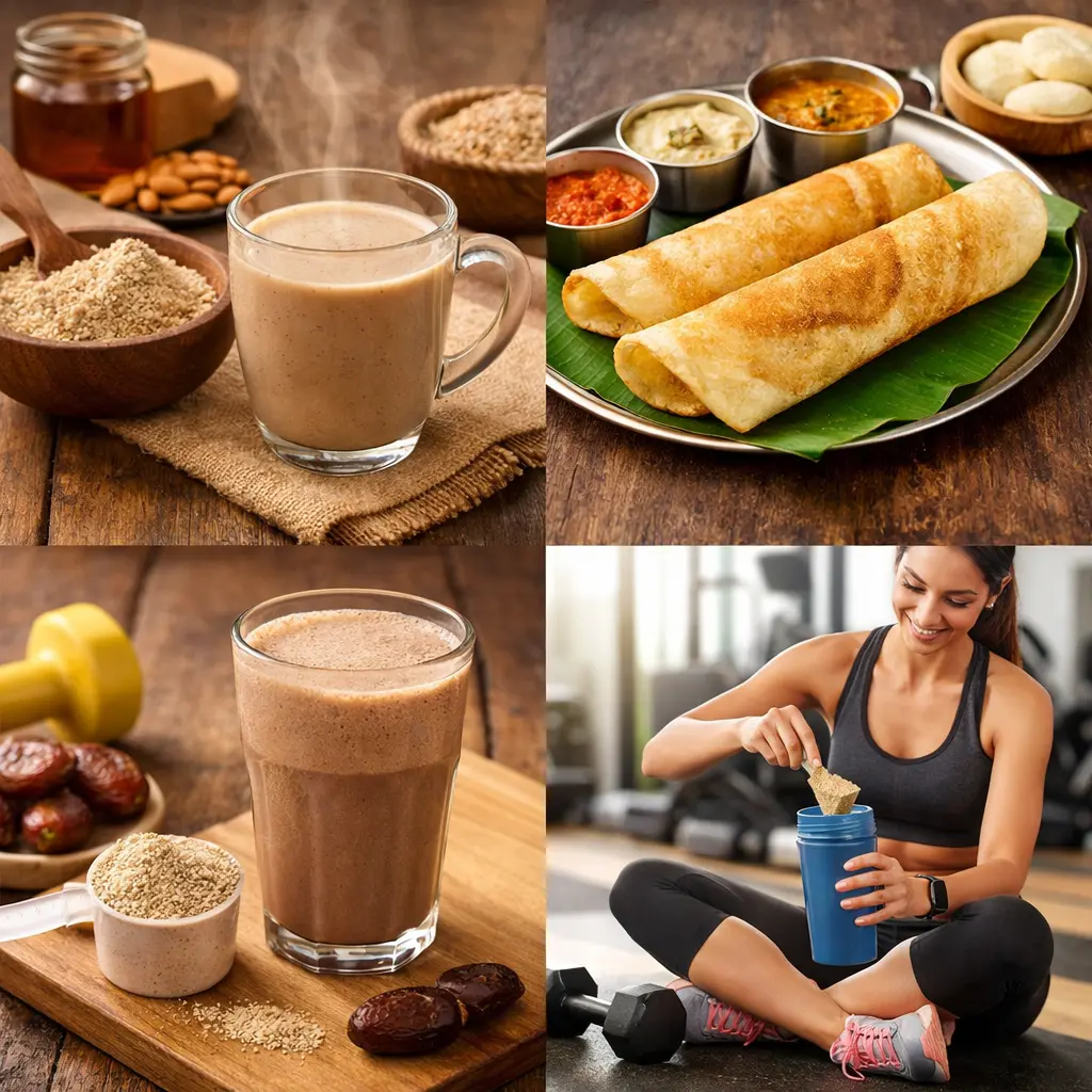 multigrain health mix powder used as healthy breakfast drink dosa batter and fitness nutrition shake